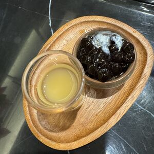 Millet wine and tea jelly: I finish mine and Deborah's