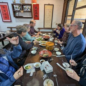 In Shengxing village: typical Hakka meal